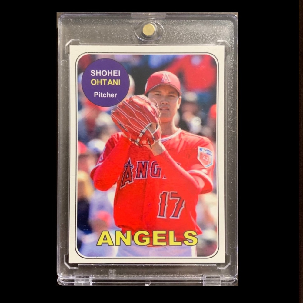 SHOHEI OHTANI ROOKIE CARD (RC) 2018 COLLECTOR’S CUSTOM ‘69 HIGH NUMBERS DODGERS